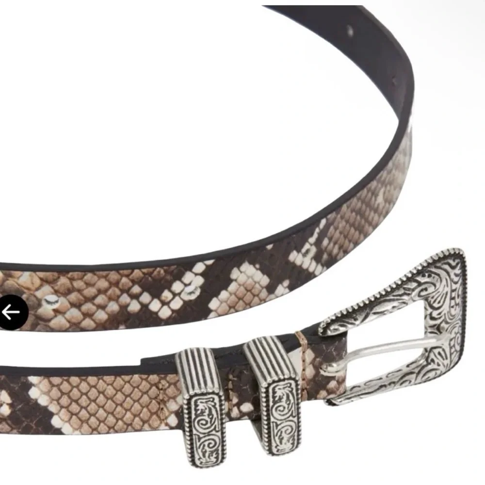 The Kooples Snakeskin Reptile Leather Western Etched Belt size 3/US 8-10 NEW